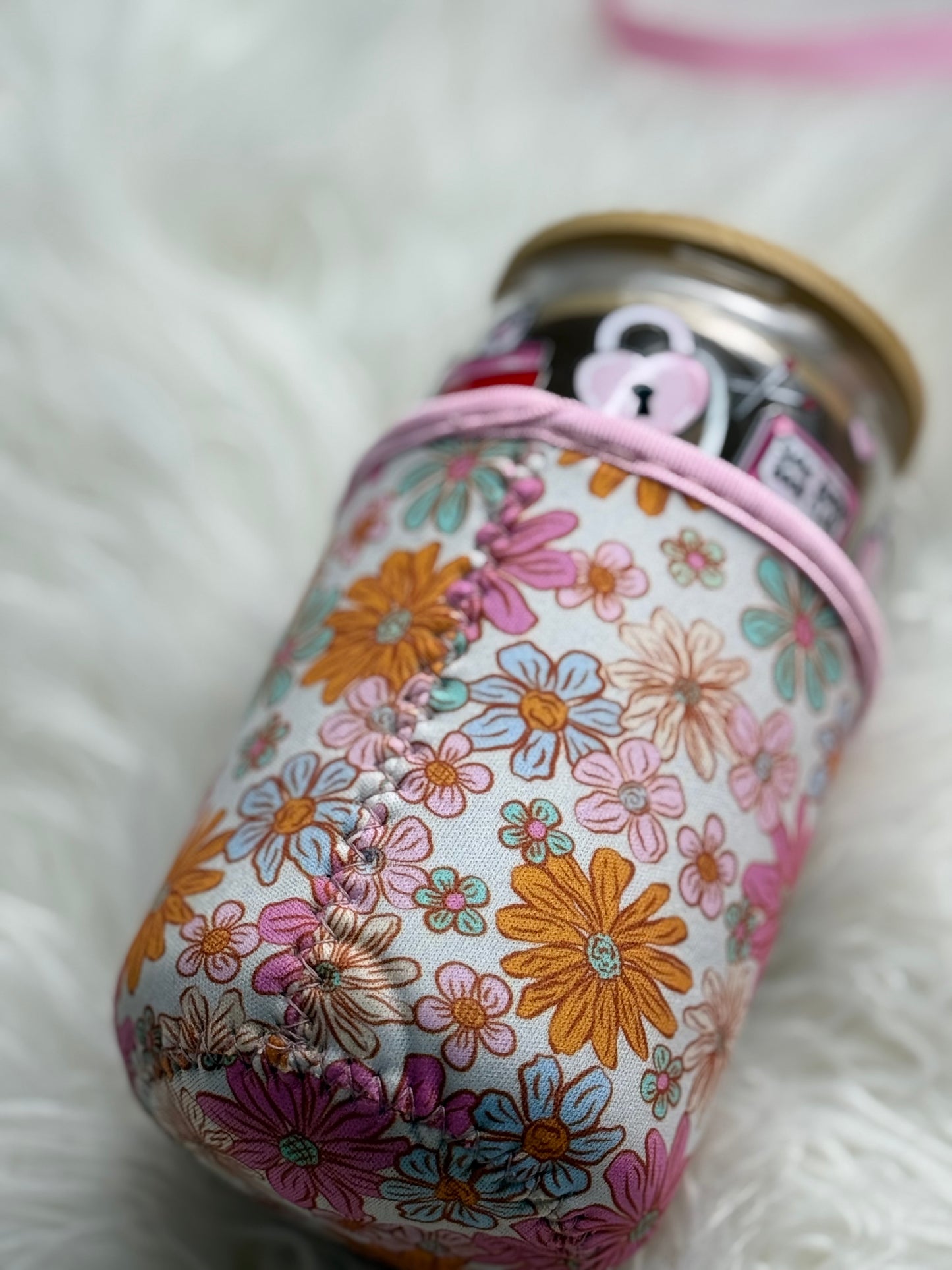 Soft Girl Coffee Cozy Sleeve | Reusable Iced & Hot Cup Holder for 16–22oz | Floral Print | Eco-Friendly Gift for Book Lovers Coffee Queens