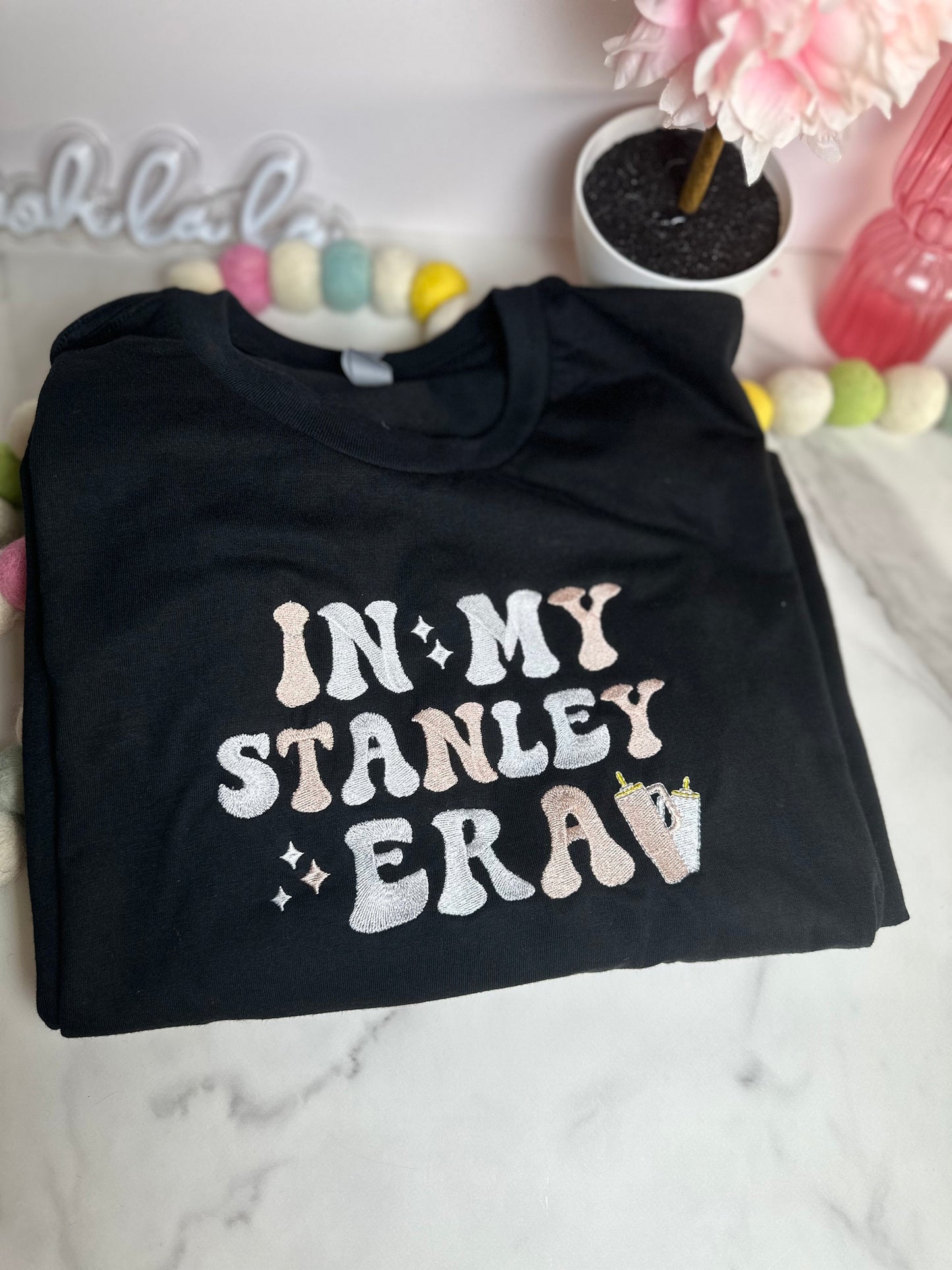 In my Stanley Era tumbler Embroidery T-Shirt Era Cup Era In my Cup 40oz Tumbler Trendy Obsessive Cup Era T Shirt