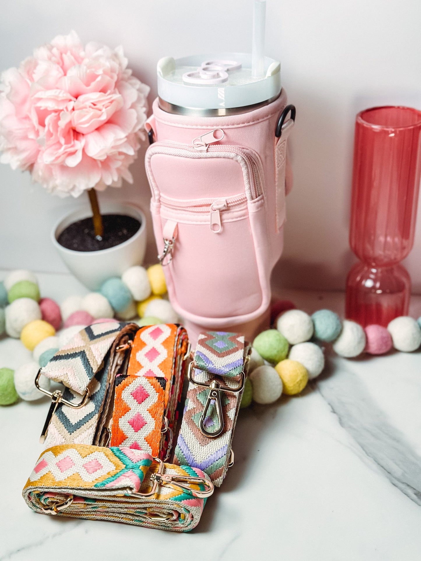 Custom Tumbler Pouch Carrier Personalized Water Bottle Bag 40oz Stanley Strap Bag Stanley Quencher Accessory Holder Nurse Gift