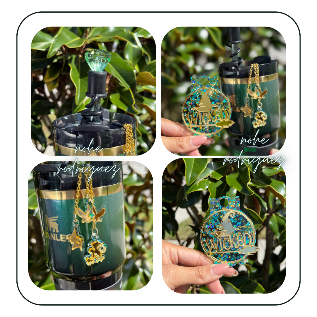 Wicked-Inspired Tumbler Accessory Set stanley inspired Topper and Charm set