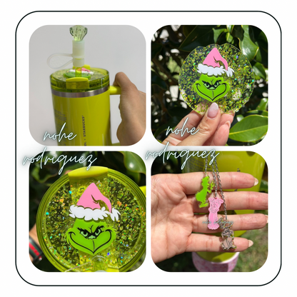 Christmas Green Monster Plaid Tumbler Accessory separate or set