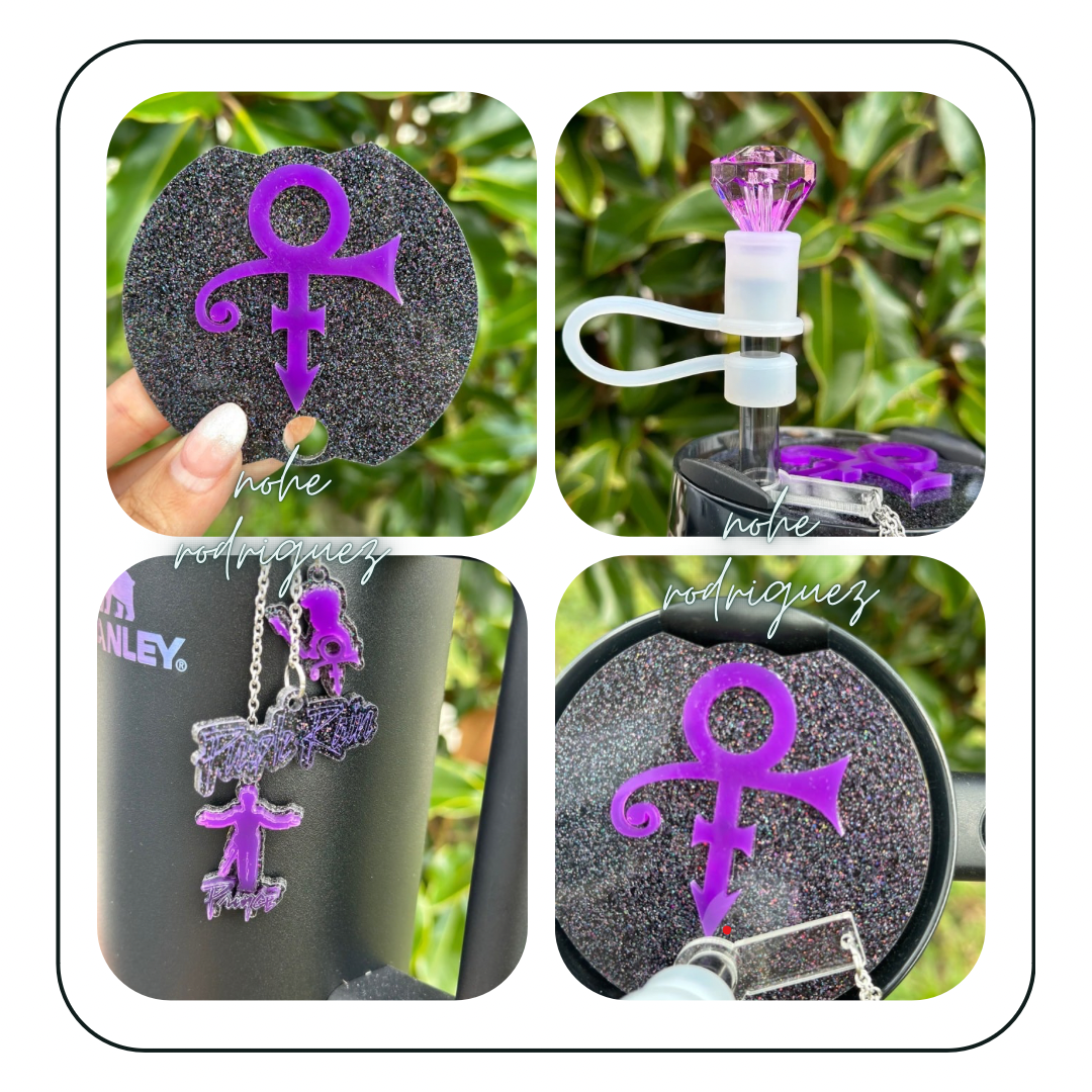 Purple & black  Love symbol name plate and charms set tumbler name plate Tumbler Stanley Name plate, tumbler cup topper tumbler  Accessories