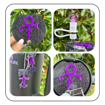Purple & black  Love symbol name plate and charms set tumbler name plate Tumbler Stanley Name plate, tumbler cup topper tumbler  Accessories