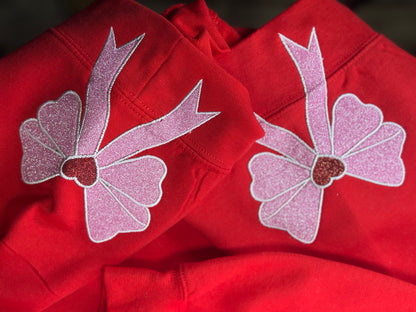 Love Xoxo Embroidered Sweatshirt, Valentine Coquette Bow Embroidered Sweatshirt, Valentine Gift, Personalized Sweatshirt, Anniversary Gif