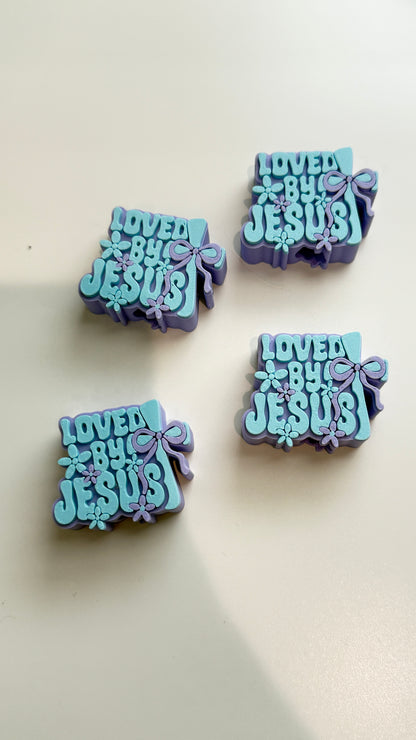 Loved by Jesus Straw Topper | Christian Stanley Cup Accessory | Faith-Based Gift | Cute Tumbler Charm | 3D Printed Straw Topper | Religious Gift