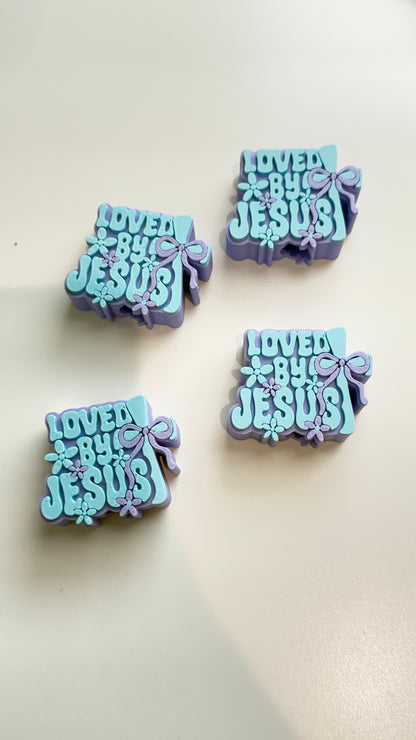 Loved by Jesus Straw Topper | Christian Stanley Cup Accessory | Faith-Based Gift | Cute Tumbler Charm | 3D Printed Straw Topper | Religious Gift