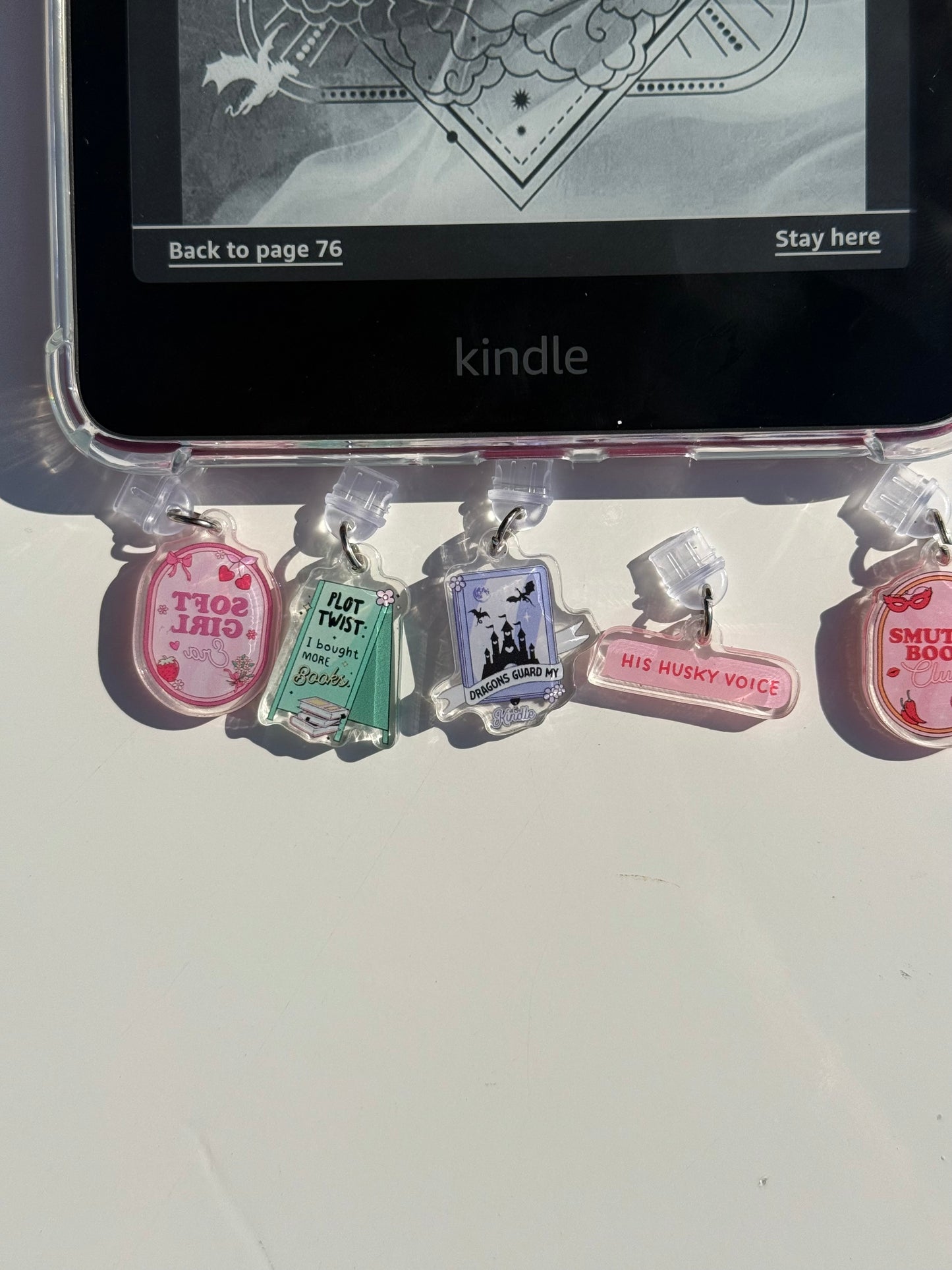 Kindle Charms Bookish Kindle Charm | Double-Sided Acrylic Charm | USB-C Plug
