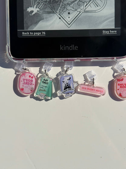 Kindle Charms Bookish Kindle Charm | Double-Sided Acrylic Charm | USB-C Plug