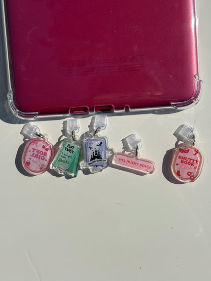 Kindle Charms Bookish Kindle Charm | Double-Sided Acrylic Charm | USB-C Plug