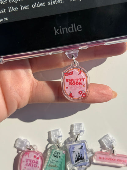 Kindle Charms Bookish Kindle Charm | Double-Sided Acrylic Charm | USB-C Plug