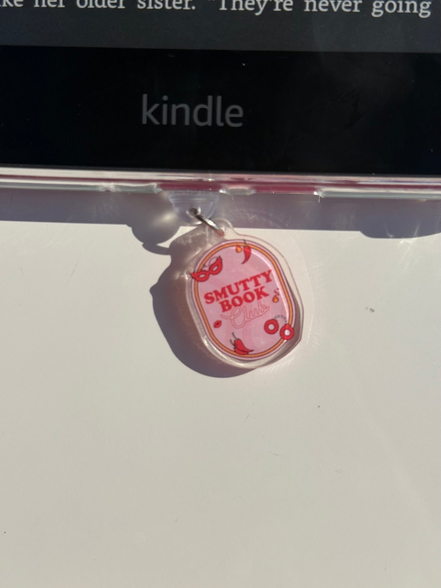 Kindle Charms Bookish Kindle Charm | Double-Sided Acrylic Charm | USB-C Plug