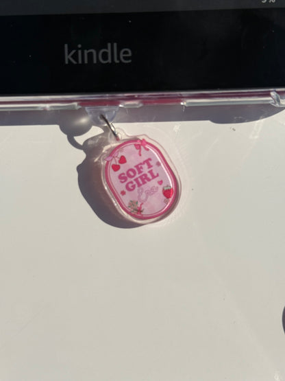 Kindle Charms Bookish Kindle Charm | Double-Sided Acrylic Charm | USB-C Plug