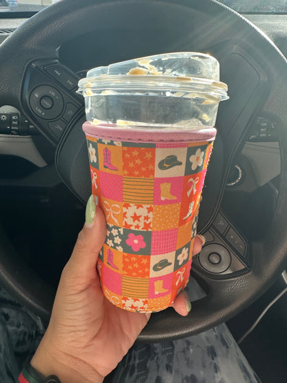 🤎 Western Cowgirl Coffee Cozy – 16-18oz Reusable Sleeve for Hot & Iced Drinks