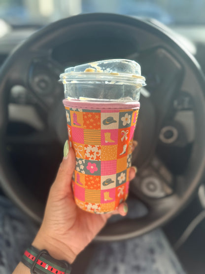 🤎 Western Cowgirl Coffee Cozy – 16-18oz Reusable Sleeve for Hot & Iced Drinks