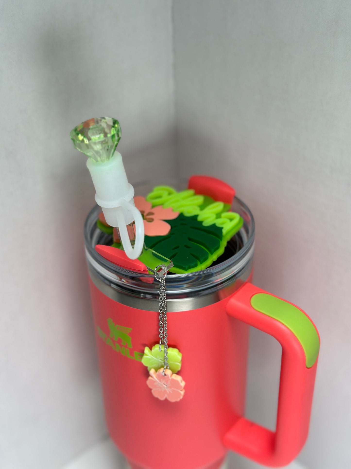 Aloha Tropical Flower Tumbler Topper Hibiscus Flower Tag Personalized Flower Topper Tumbler Name Plate Topper Personalized Tumbler Accessory