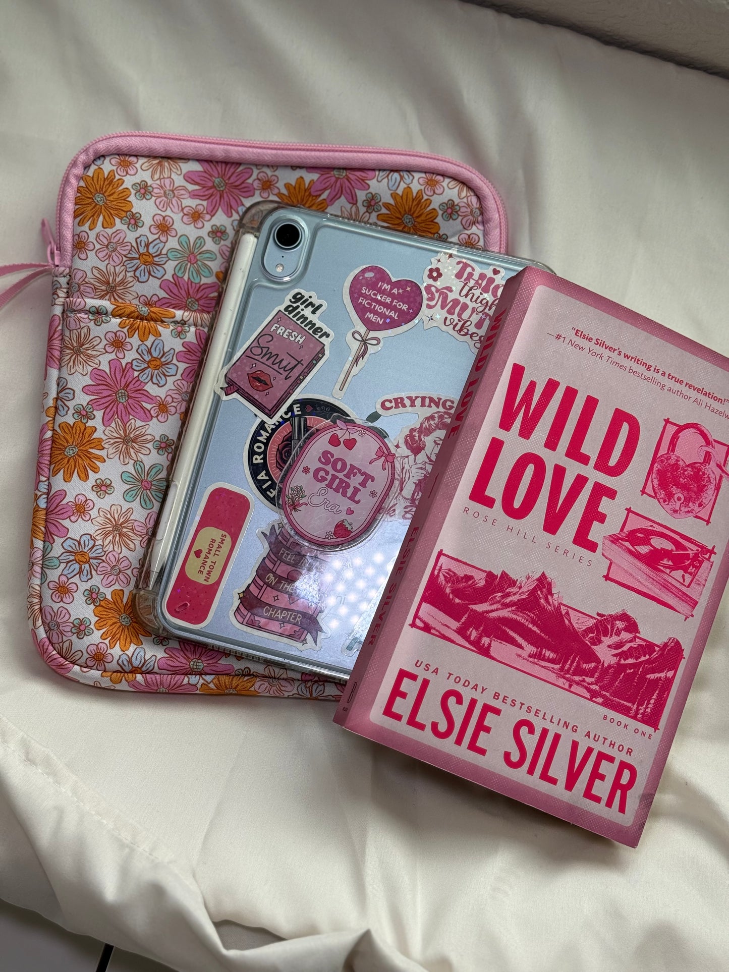 Soft Girl E-Reader Sleeve + Glass Cup Cozy + Grip | Bookish Bundle for Kindle, iPad Mini, Journals