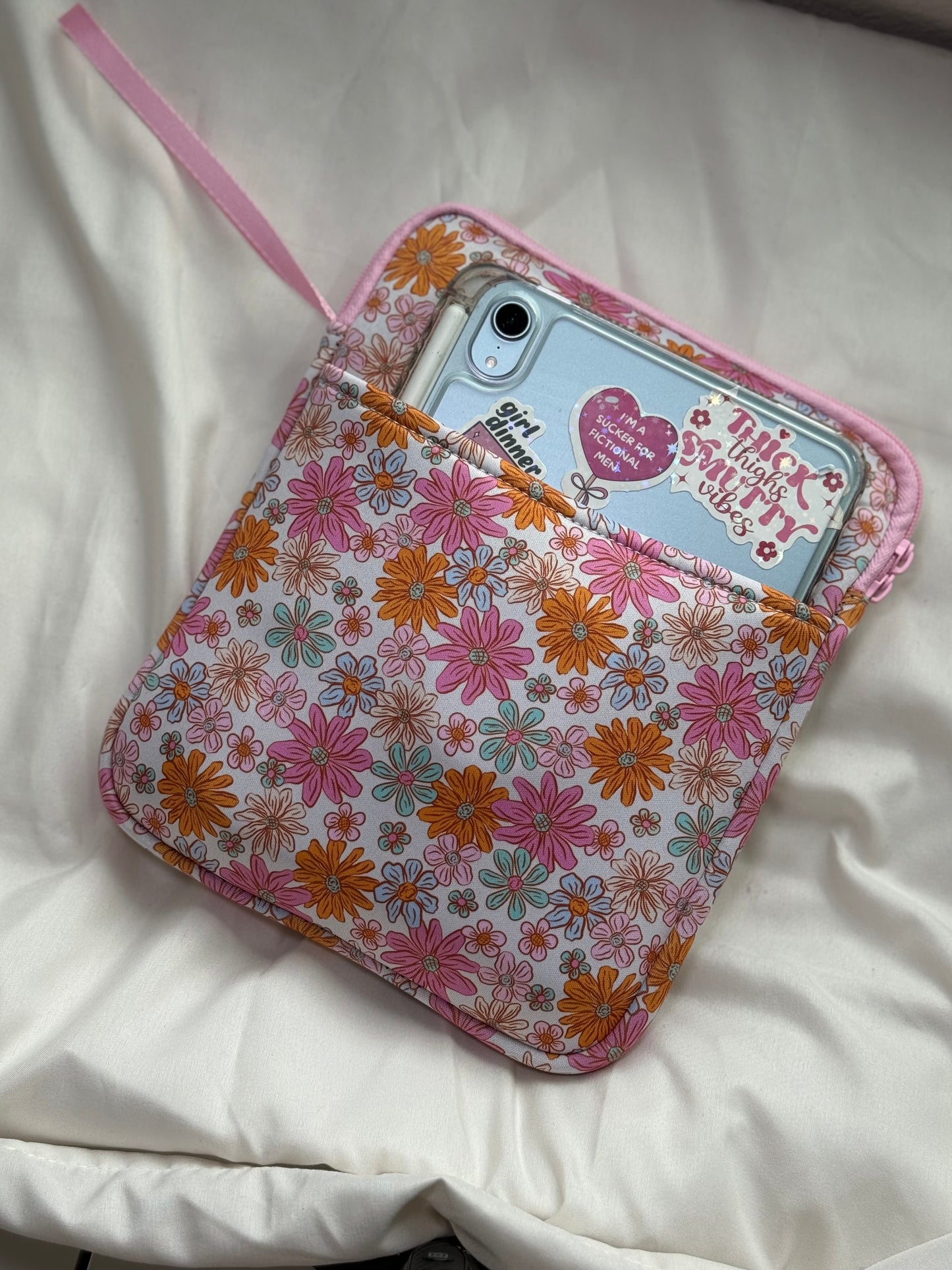 Soft Girl E-Reader Sleeve + Glass Cup Cozy + Grip | Bookish Bundle for Kindle, iPad Mini, Journals