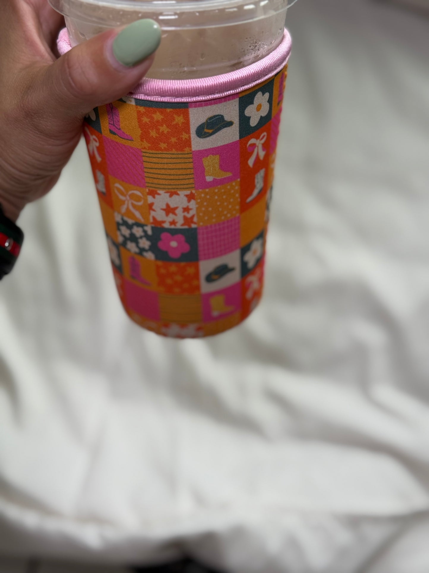 🤎 Western Cowgirl Coffee Cozy – 16-18oz Reusable Sleeve for Hot & Iced Drinks