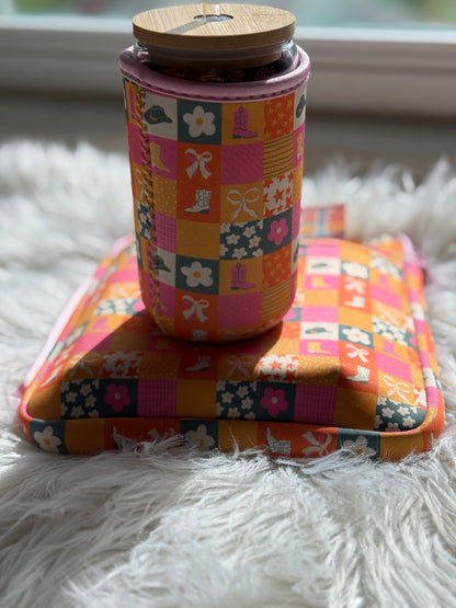 🤎 Western Cowgirl Coffee Cozy – 16-18oz Reusable Sleeve for Hot & Iced Drinks