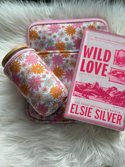 Soft Girl Coffee Cozy Sleeve | Reusable Iced & Hot Cup Holder for 16–22oz | Floral Print | Eco-Friendly Gift for Book Lovers Coffee Queens