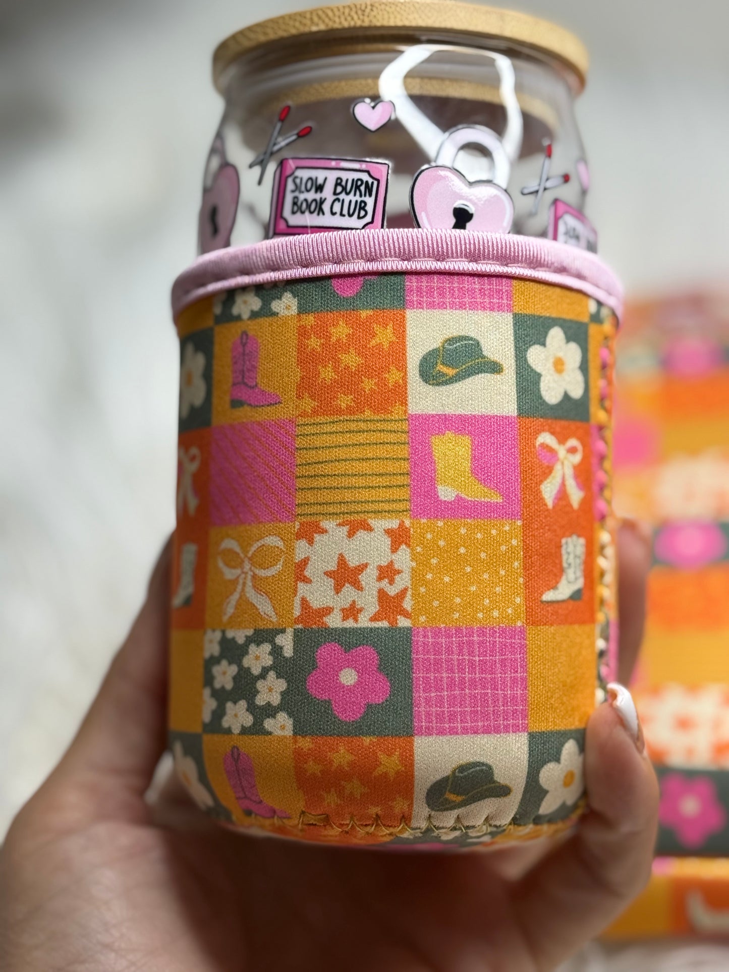 🤎 Western Cowgirl Coffee Cozy – 16-18oz Reusable Sleeve for Hot & Iced Drinks