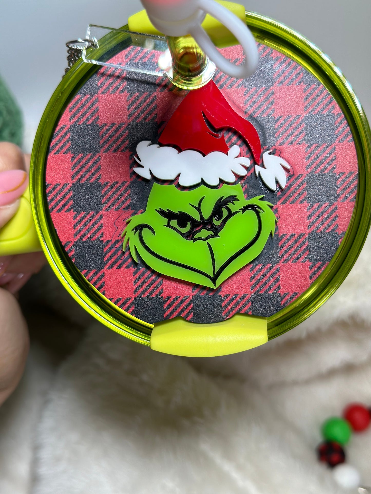Christmas Green Monster Plaid Tumbler Accessory separate or set