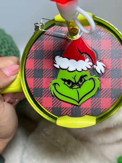 Christmas Green Monster Plaid Tumbler Accessory separate or set