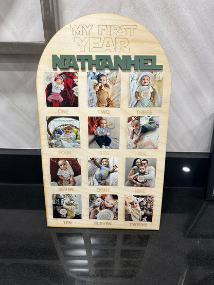 My 1st year Custom Photo Board My First Year Photo Board One Year Photo Board 1st Birthday Board  Deco First Birthday 12 Months Photo Banner