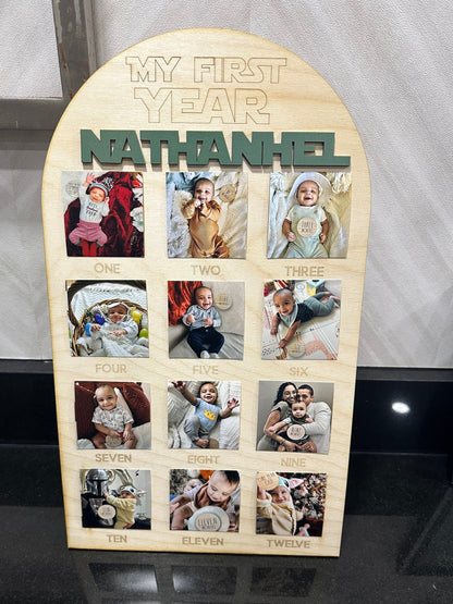 My 1st year Custom Photo Board My First Year Photo Board One Year Photo Board 1st Birthday Board  Deco First Birthday 12 Months Photo Banner
