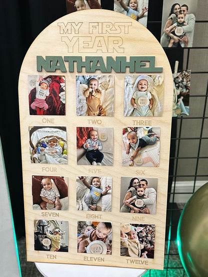 My 1st year Custom Photo Board My First Year Photo Board One Year Photo Board 1st Birthday Board  Deco First Birthday 12 Months Photo Banner