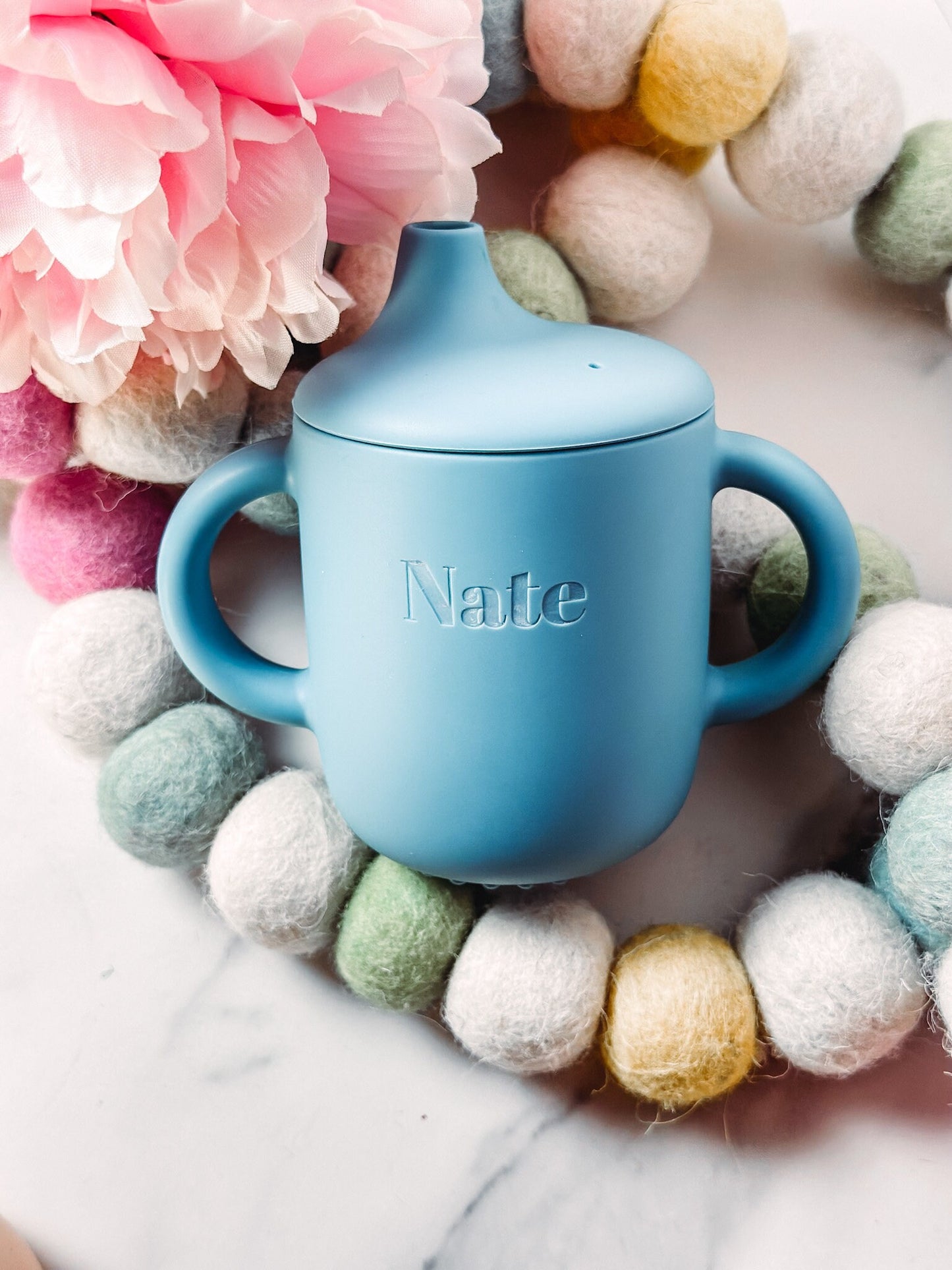 Baby Custom Name Silicone Straw Sippy Cup for  Personalized Engraved Non-Spill 6+ Months Toddler Training Cup Custom Toddler silicone cup