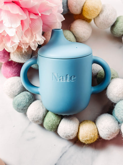 Baby Custom Name Silicone Straw Sippy Cup for  Personalized Engraved Non-Spill 6+ Months Toddler Training Cup Custom Toddler silicone cup