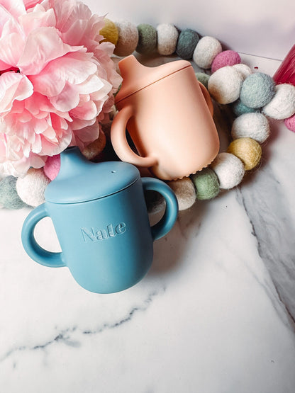 Baby Custom Name Silicone Straw Sippy Cup for  Personalized Engraved Non-Spill 6+ Months Toddler Training Cup Custom Toddler silicone cup