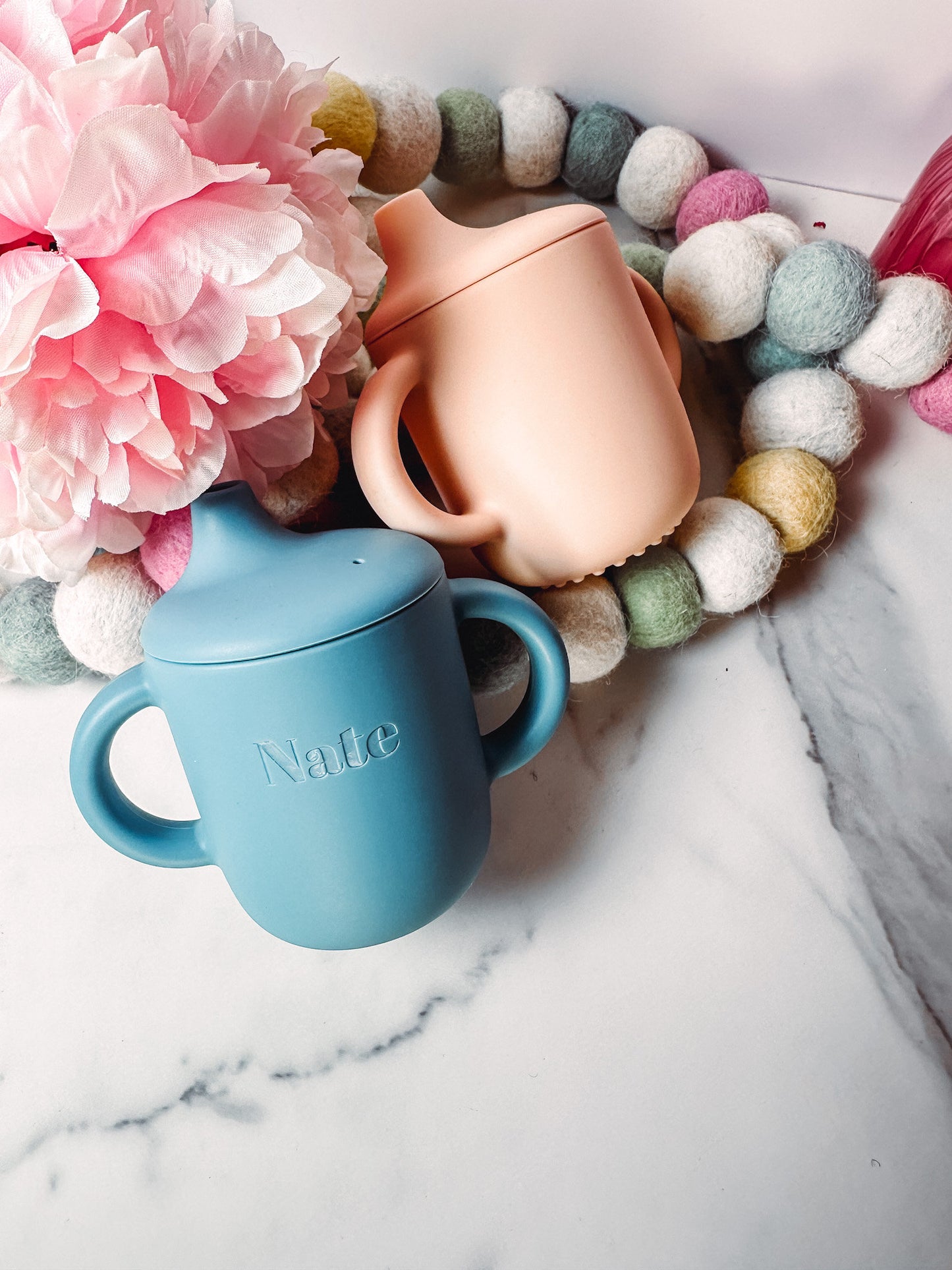 Baby Custom Name Silicone Straw Sippy Cup for  Personalized Engraved Non-Spill 6+ Months Toddler Training Cup Custom Toddler silicone cup