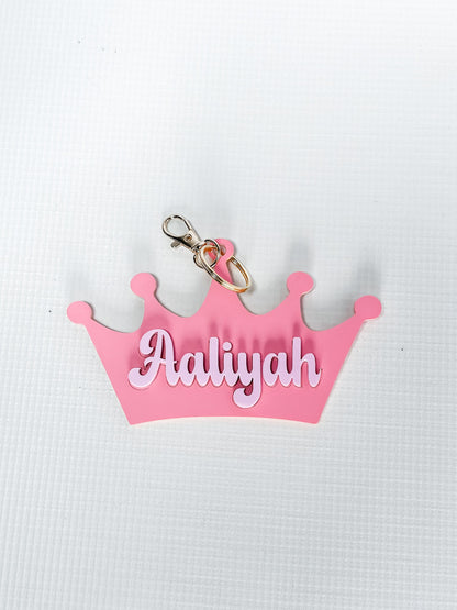 Personalized Princess Keychain School Name tag dance bag cheer school tag backpack tag bag charm diaper bag baby shower gift kid keychain