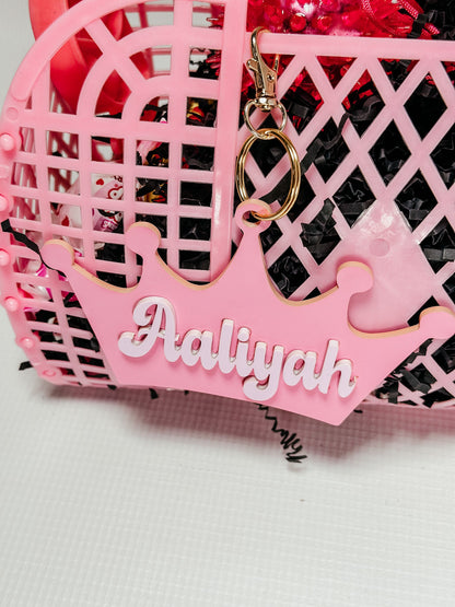 Personalized Princess Keychain School Name tag dance bag cheer school tag backpack tag bag charm diaper bag baby shower gift kid keychain