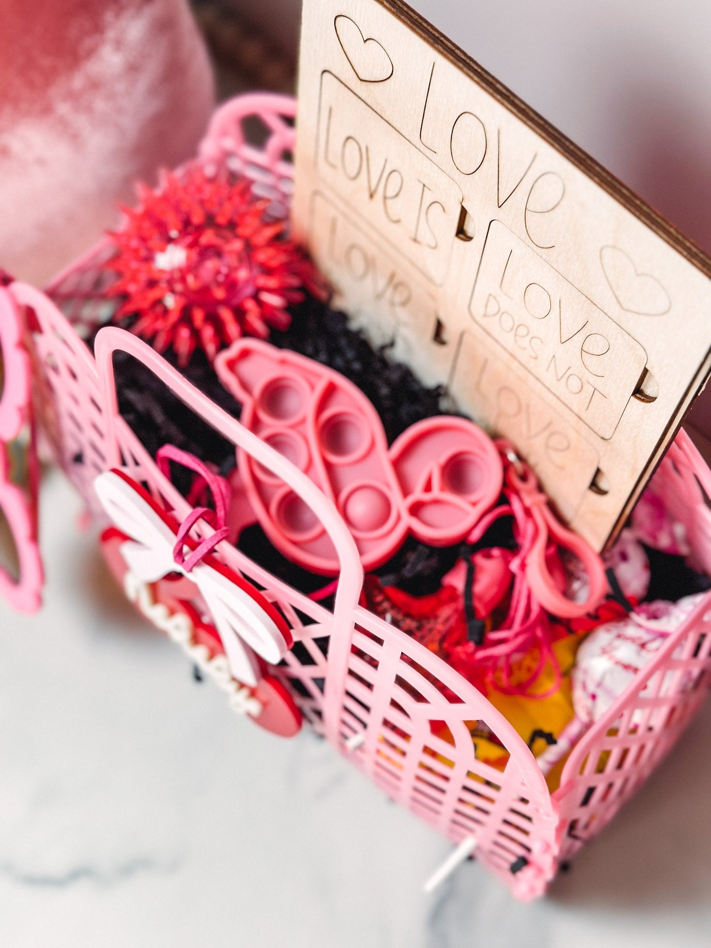 Love Basket Valentines Day Bag Medium  Jelly Tote Trendy Retro Basket Valentine day Filled Jelly Purse Gift for my daugther 5th birthday