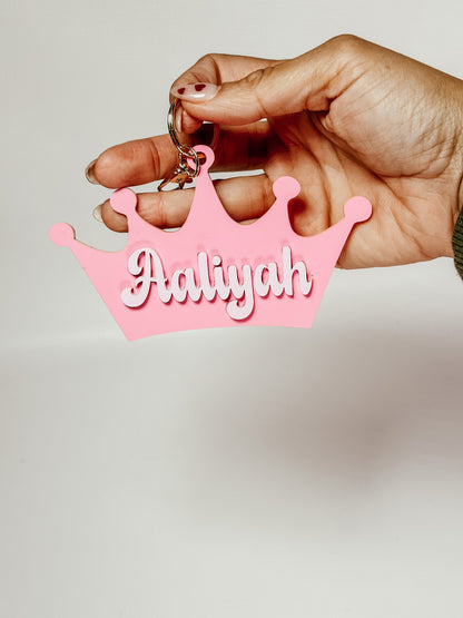 Personalized Princess Keychain School Name tag dance bag cheer school tag backpack tag bag charm diaper bag baby shower gift kid keychain