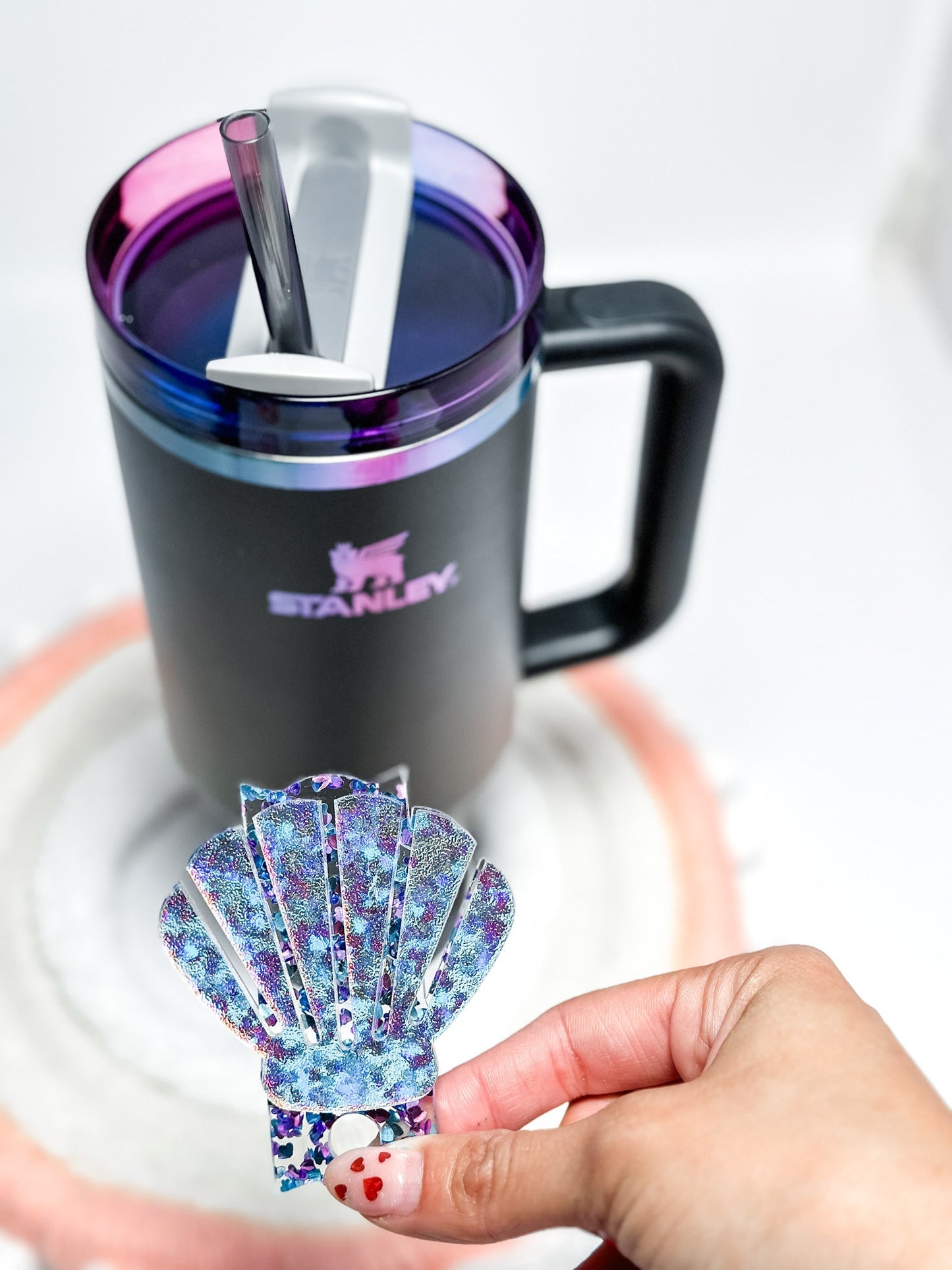 Personalized Tumbler Plate shark  Name Tag  Accessory Custom Tumbler Name Tag Tumbler Topper Name Plate beach theme tumbler gift for her