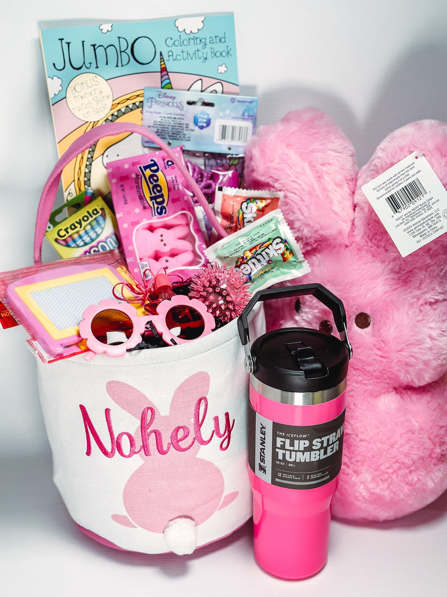 Personalized Easter basket Neon Pink Unreleased Eletric Pink Limited Edition Tumbler 30 oz Quencher Easter basket for kids Pre filled basket