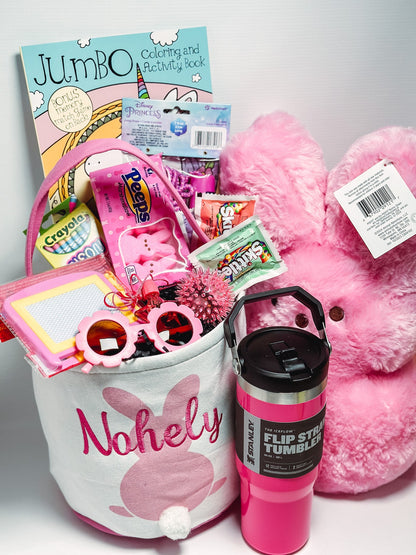 Personalized Easter basket Neon Pink Unreleased Eletric Pink Limited Edition Tumbler 30 oz Quencher Easter basket for kids Pre filled basket