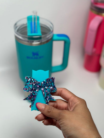 Personalized name Plate Tumbler  chearleader bow Tumbler Name Tag Personalized name topper name tag Cheer Bow Tumbler gift for cheerteam