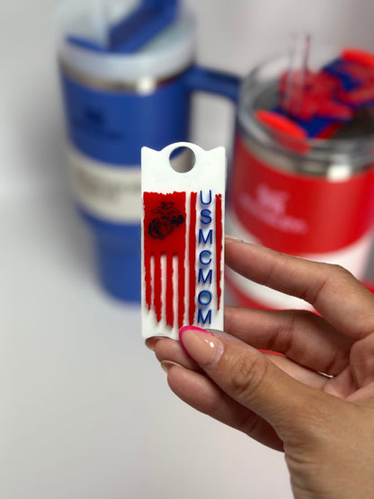 Personalized Tumbler Name Plate USMC  Flag Stanley Name Tag For Topper Acrylic EGA Name Plate Quencher Name Tag  Military wife Combo set