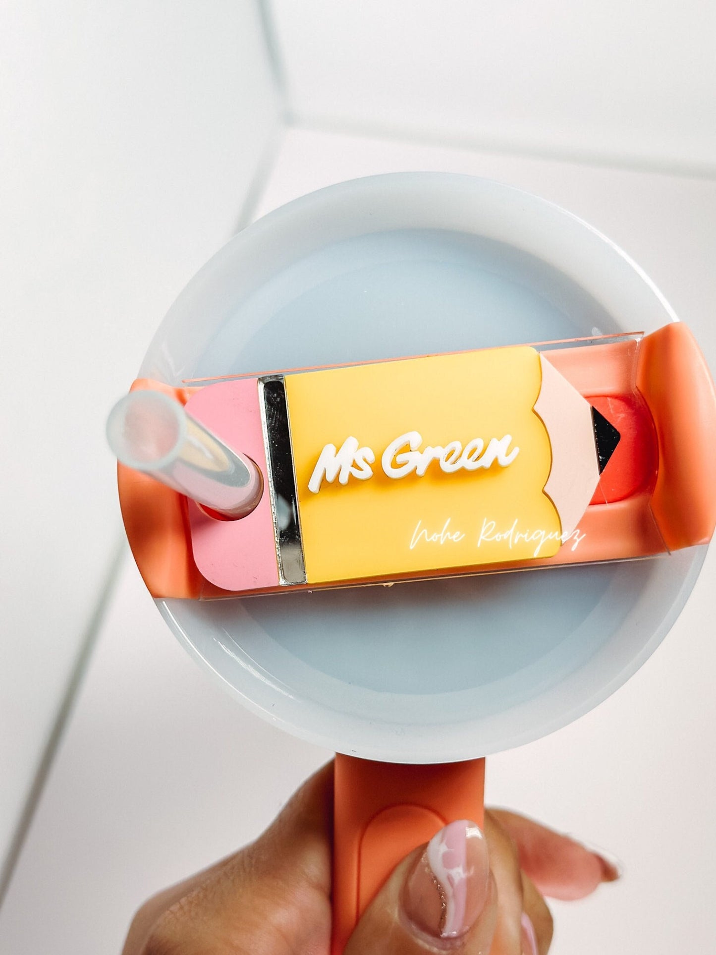 Teacher tumbler Topper Pencil Tumbler Teacher Name Plate  Pencil Tumbler Name Tag -Cup Accessories - Gifts for Teachers Teacher Appreciation