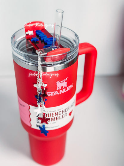 Personalized Tumbler Name Plate 4th of July set  Name Plate Quencher Name Tag USA TumblerTopper Holiday Tumbler Topper America topper