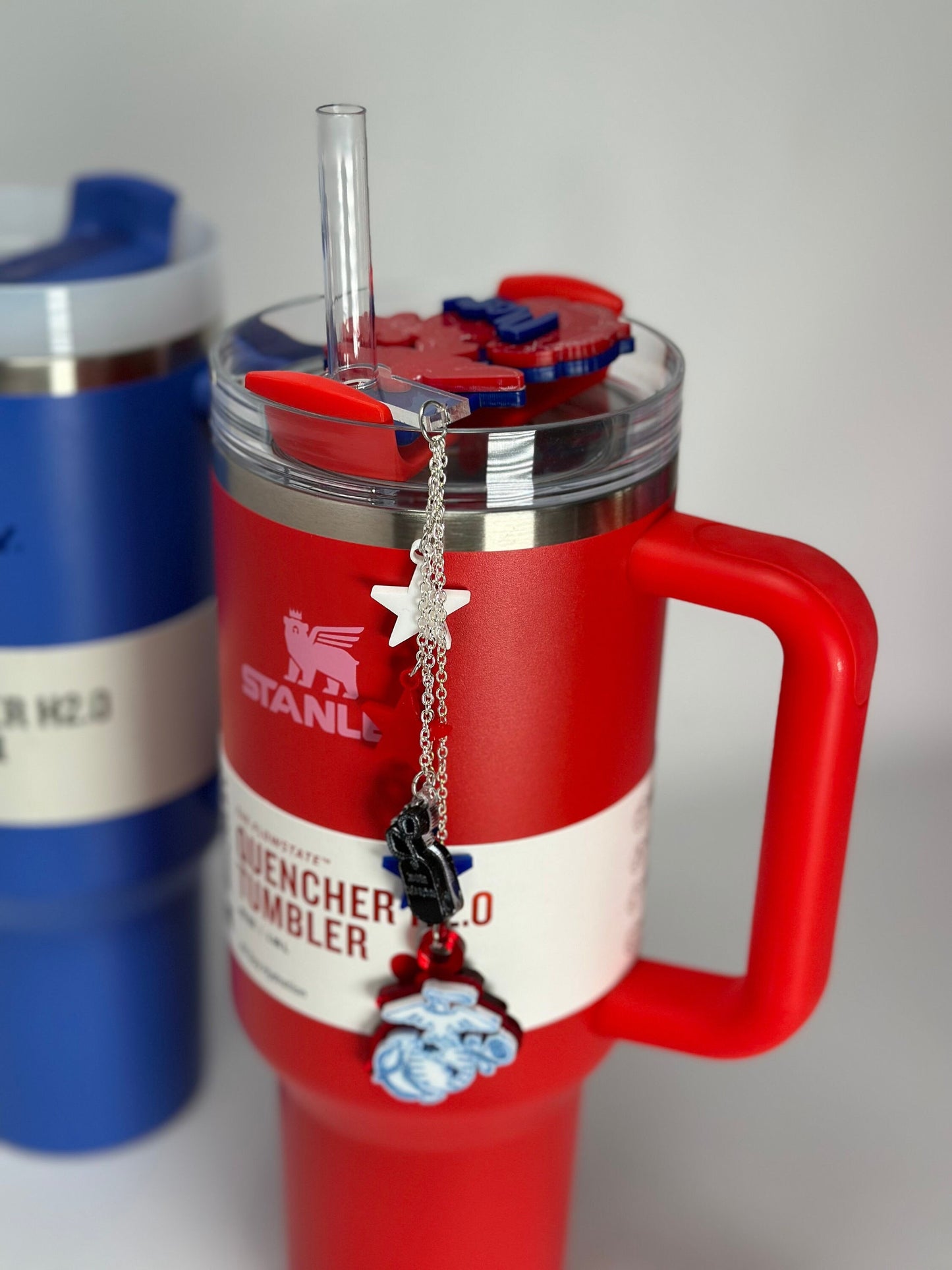 Personalized Tumbler Name Plate USMC  Flag Stanley Name Tag For Topper Acrylic EGA Name Plate Quencher Name Tag  Military wife Combo set