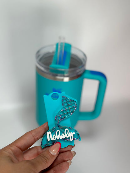 Personalized Tumbler Plate Mermaids Name Tag  Accessory Custom Tumbler Name Tag Tumbler Topper Name Plates Mermaid Gift Women Gift for her