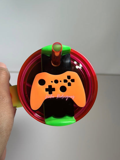 Personalized Name Plate for Tumbler Custom Tumbler Topper tumbler 30oz 40oz Lids H2.0  Gameboy name tag Neon Tumbler Name Plate