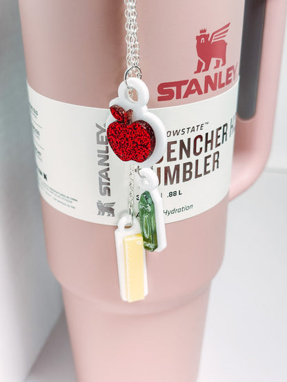 Teacher tumbler Topper Pencil Tumbler Teacher Name Plate Pencil Tumbler Name Tag Cup Accessories  Teacher Gift  Teacher Appreciation Charms