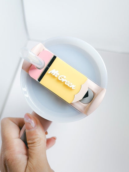 Teacher tumbler Topper Pencil Tumbler Teacher Name Plate  Pencil Tumbler Name Tag -Cup Accessories - Gifts for Teachers Teacher Appreciation